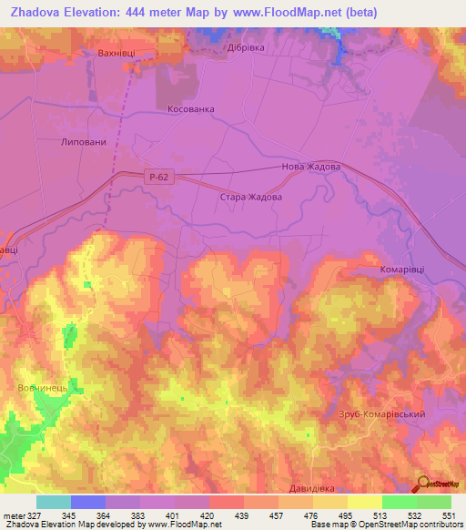 Zhadova,Ukraine Elevation Map