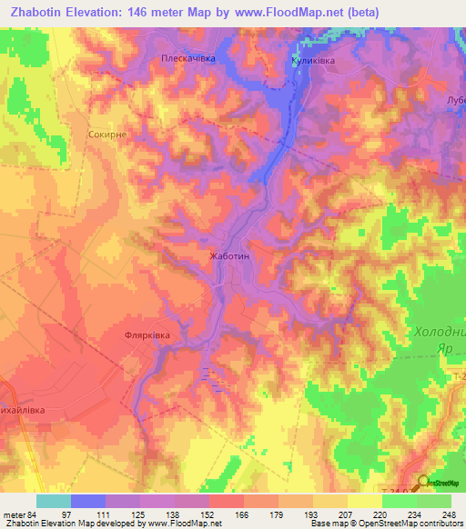 Zhabotin,Ukraine Elevation Map