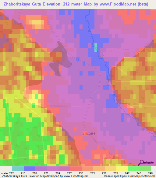 Zhaboritskaya Guta,Ukraine Elevation Map