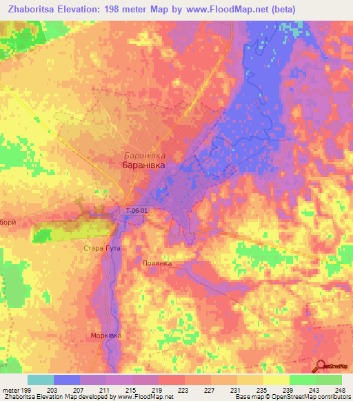 Zhaboritsa,Ukraine Elevation Map