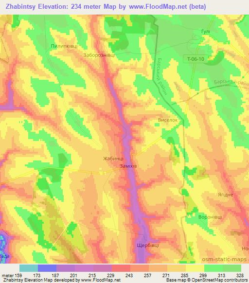 Zhabintsy,Ukraine Elevation Map