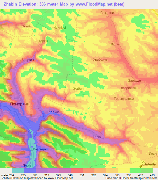 Zhabin,Ukraine Elevation Map