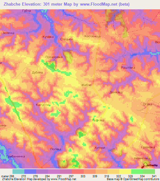 Zhabche,Ukraine Elevation Map
