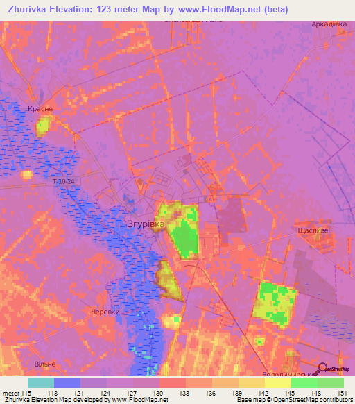 Zhurivka,Ukraine Elevation Map