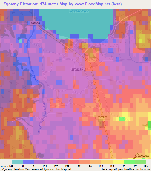 Zgorany,Ukraine Elevation Map