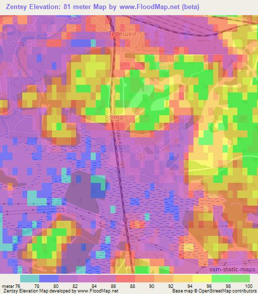 Zentsy,Ukraine Elevation Map