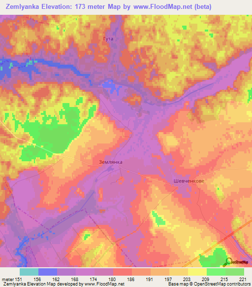 Zemlyanka,Ukraine Elevation Map