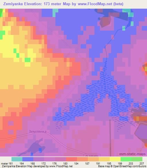 Zemlyanka,Ukraine Elevation Map