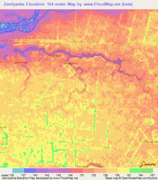 Zemlyanka,Ukraine Elevation Map