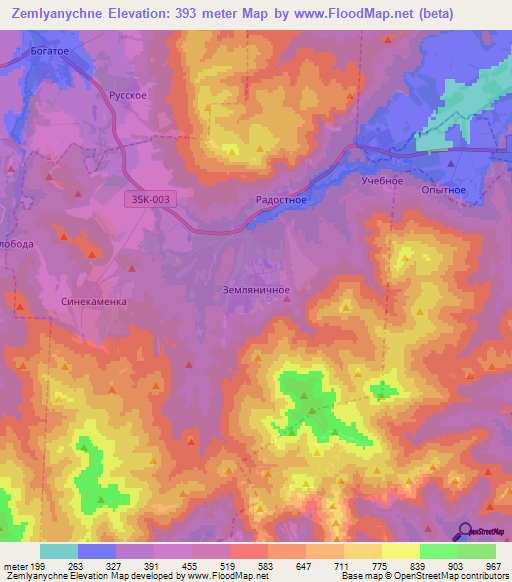 Zemlyanychne,Ukraine Elevation Map