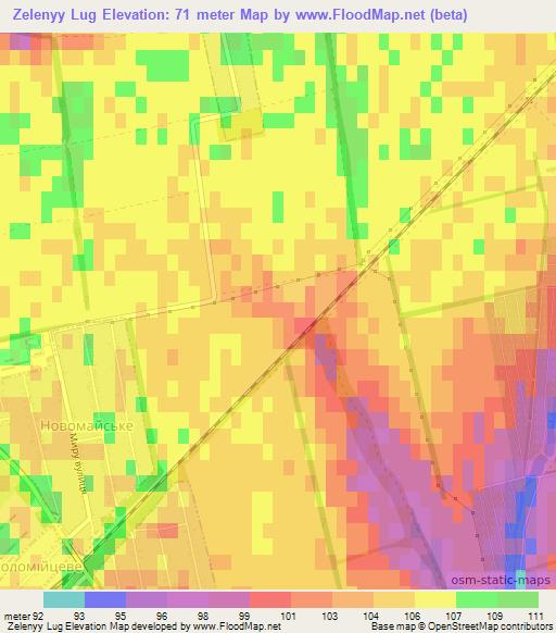 Zelenyy Lug,Ukraine Elevation Map