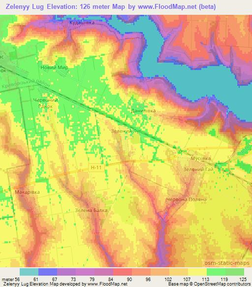 Zelenyy Lug,Ukraine Elevation Map