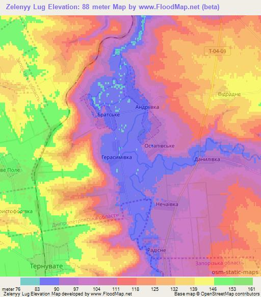 Zelenyy Lug,Ukraine Elevation Map