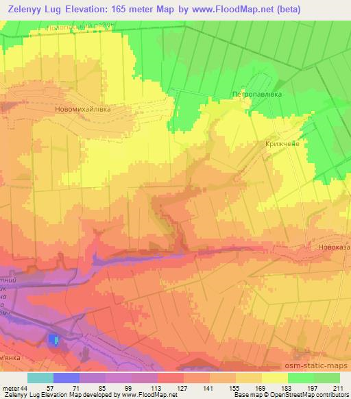 Zelenyy Lug,Ukraine Elevation Map