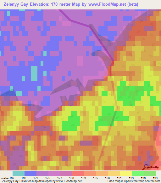 Zelenyy Gay,Ukraine Elevation Map
