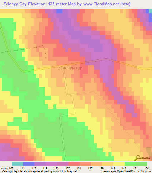 Zelenyy Gay,Ukraine Elevation Map