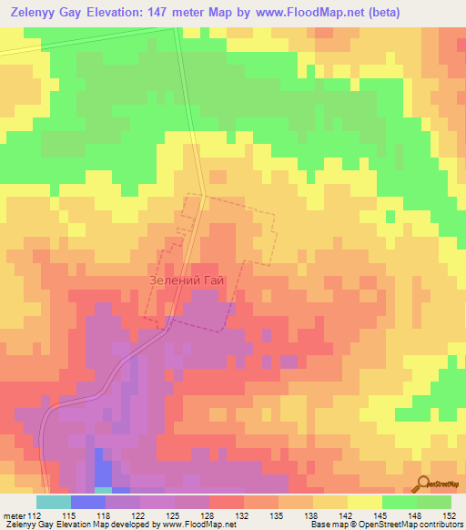 Zelenyy Gay,Ukraine Elevation Map