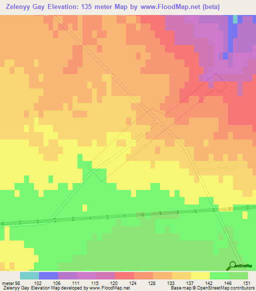 Zelenyy Gay,Ukraine Elevation Map