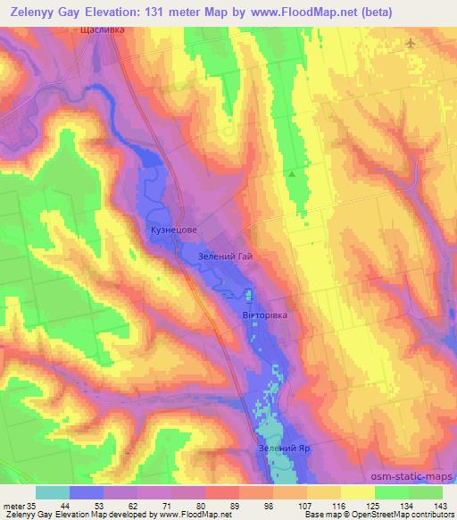 Zelenyy Gay,Ukraine Elevation Map