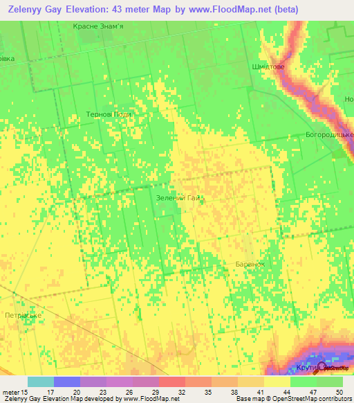 Zelenyy Gay,Ukraine Elevation Map