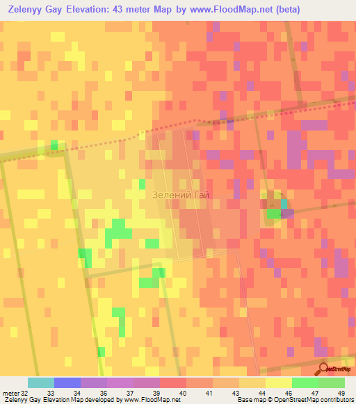 Zelenyy Gay,Ukraine Elevation Map