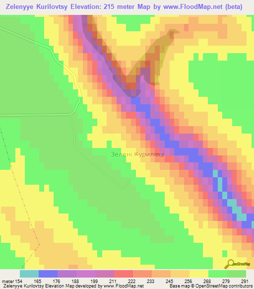 Zelenyye Kurilovtsy,Ukraine Elevation Map