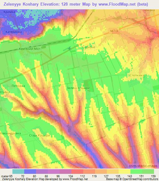 Zelenyye Koshary,Ukraine Elevation Map