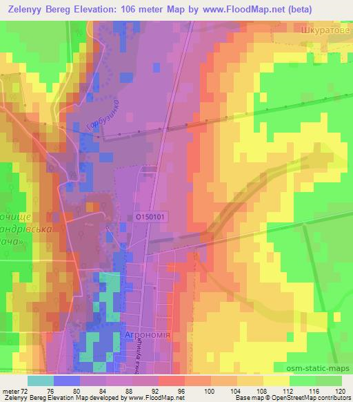 Zelenyy Bereg,Ukraine Elevation Map