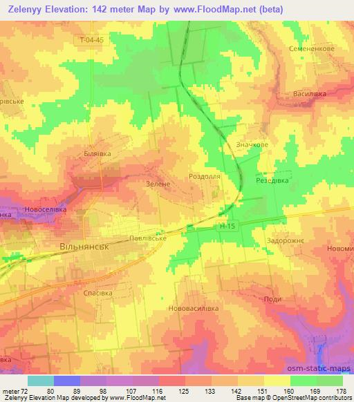 Zelenyy,Ukraine Elevation Map
