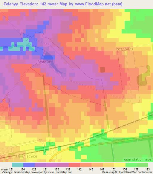 Zelenyy,Ukraine Elevation Map