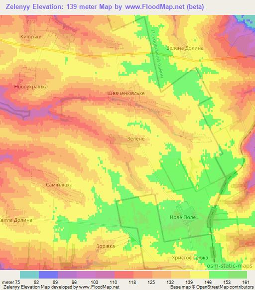 Zelenyy,Ukraine Elevation Map