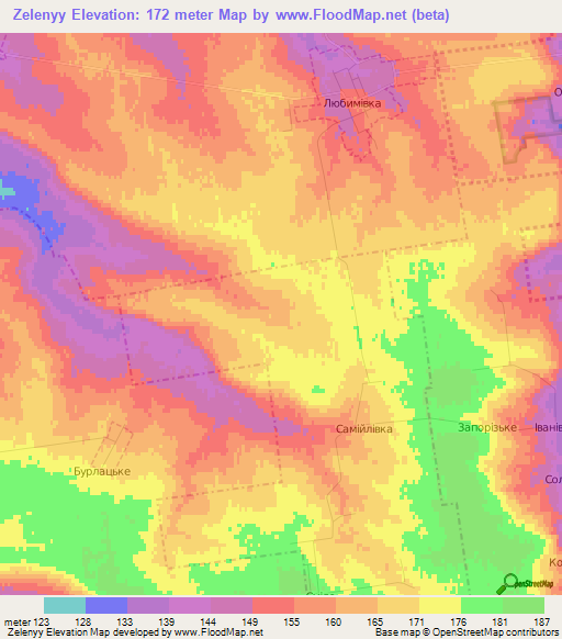 Zelenyy,Ukraine Elevation Map