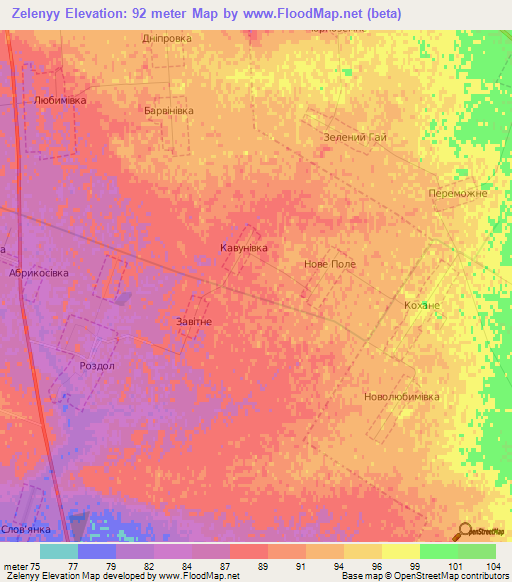 Zelenyy,Ukraine Elevation Map