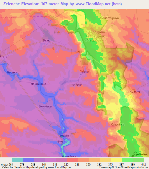 Zelenche,Ukraine Elevation Map