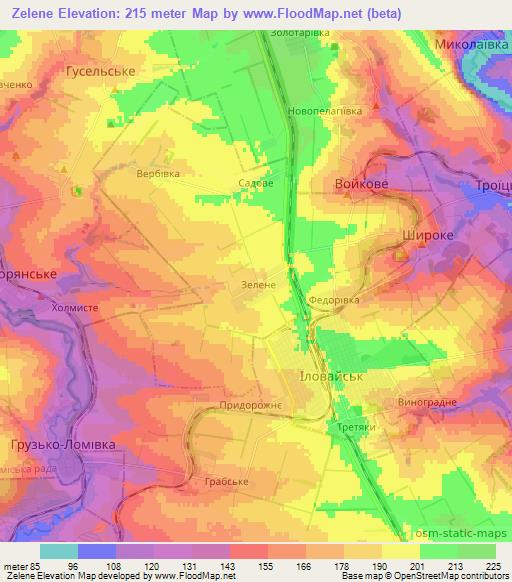Zelene,Ukraine Elevation Map