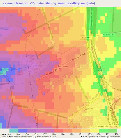 Zelene,Ukraine Elevation Map