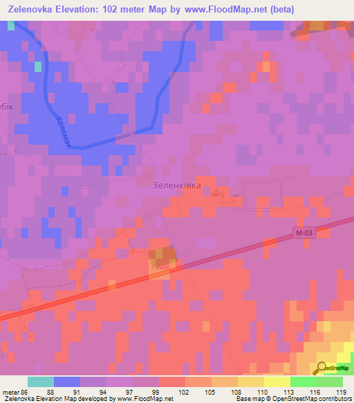 Zelenovka,Ukraine Elevation Map
