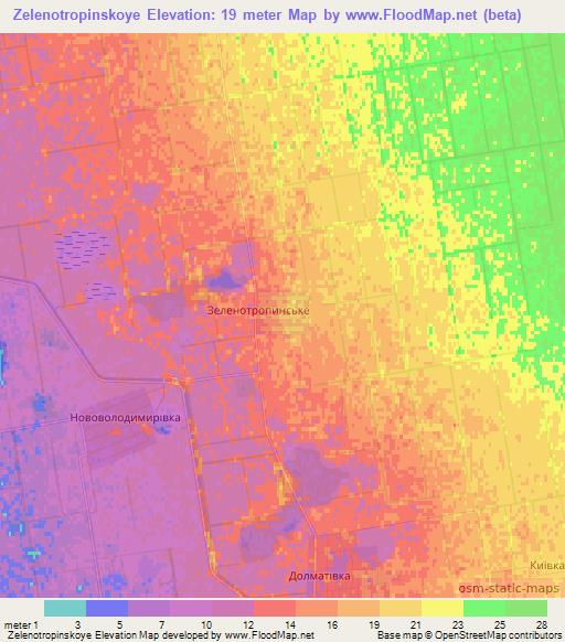 Zelenotropinskoye,Ukraine Elevation Map