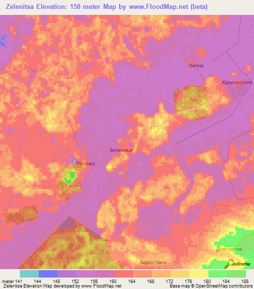 Zelenitsa,Ukraine Elevation Map