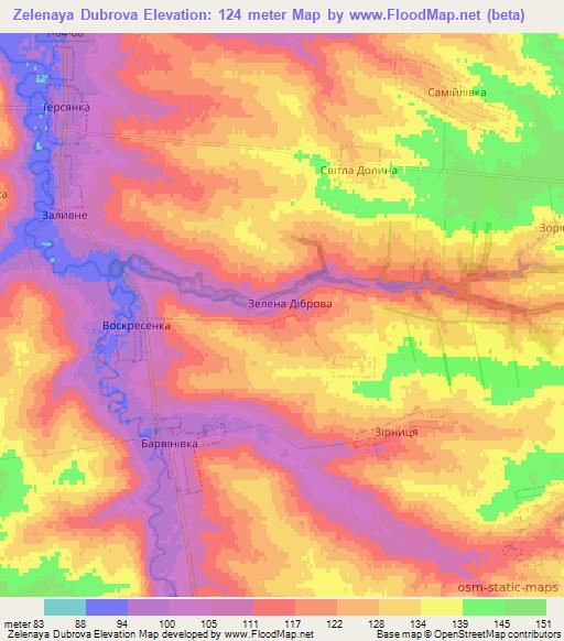 Zelenaya Dubrova,Ukraine Elevation Map