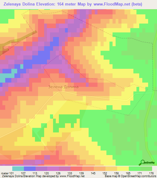 Zelenaya Dolina,Ukraine Elevation Map