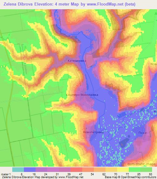 Zelena Dibrova,Ukraine Elevation Map