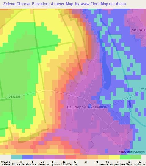 Zelena Dibrova,Ukraine Elevation Map
