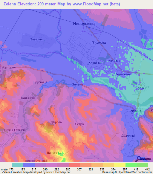 Zelena,Ukraine Elevation Map