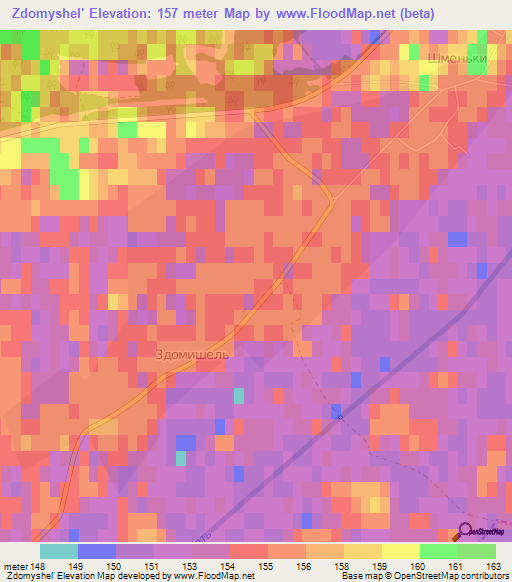 Zdomyshel',Ukraine Elevation Map