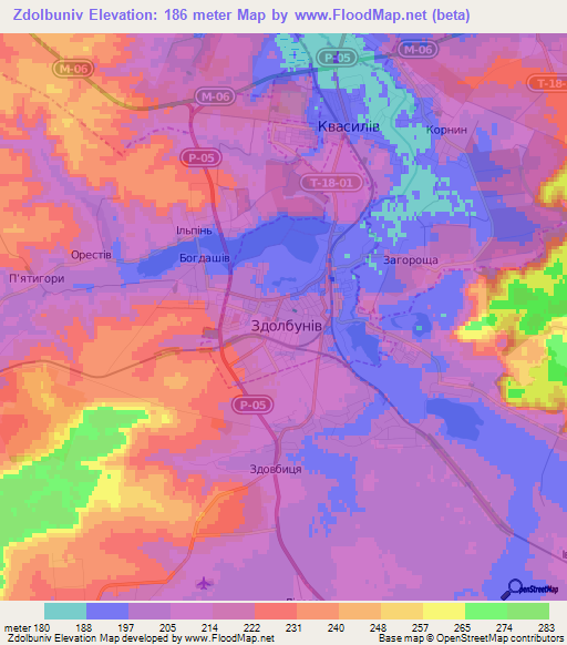 Zdolbuniv,Ukraine Elevation Map