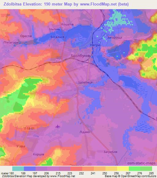 Zdolbitsa,Ukraine Elevation Map