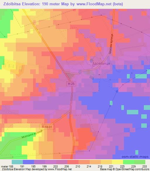 Zdolbitsa,Ukraine Elevation Map