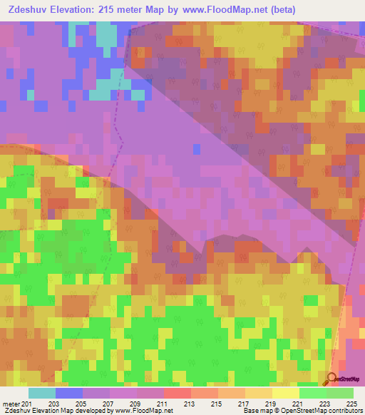 Zdeshuv,Ukraine Elevation Map