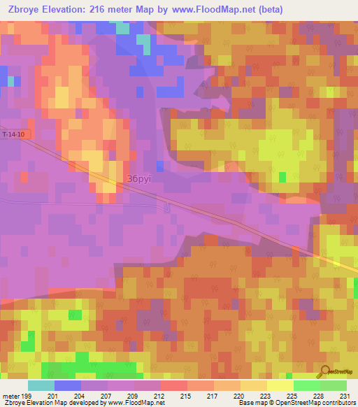Zbroye,Ukraine Elevation Map